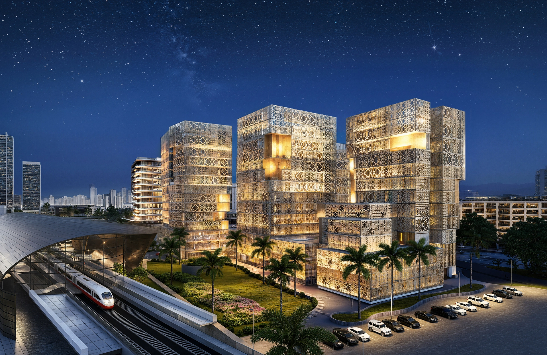 Operable mashrabiya screens on Richmond District tower façades